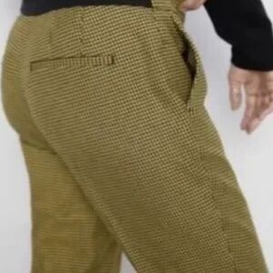 Zara Womens Jogger Pants XS Yellow Black Houndstooth Elastic back